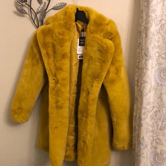 New Apparis Eloise Faux-Fur Coat, Yellow - Picture 4 of 9